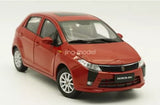Red 1/18 scale diecast car model, front three-quarter view, silver wheels