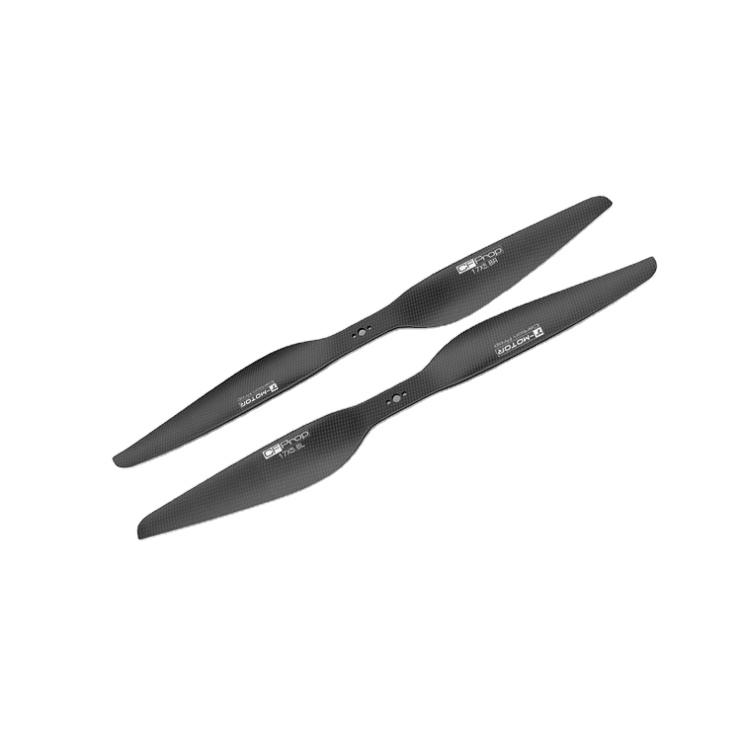 17 in QAD carbon fiber drone propeller pair, dark gray, two blades.