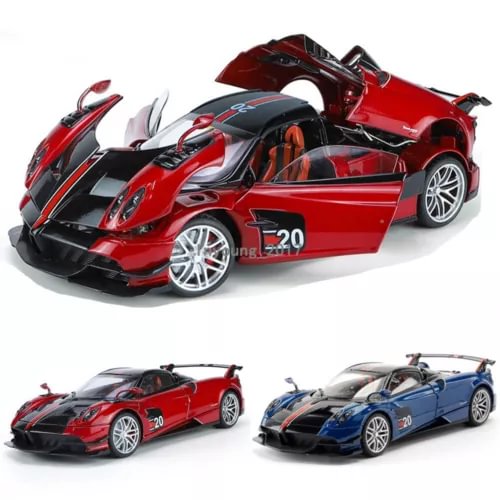 Red 1:18 roadster diecast model car with number 20, open cockpit