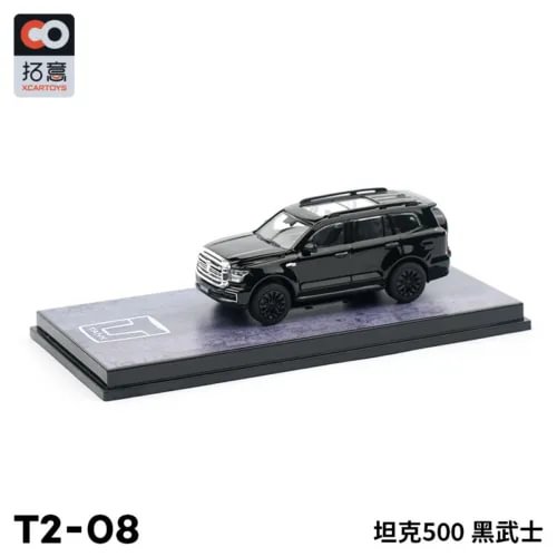 Black 1:64 diecast SUV model, T2-08, 4-door, front three-quarter view
