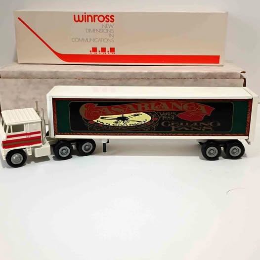 1/64 diecast model cargo truck with white cab and Casa Blanca graphic trailer