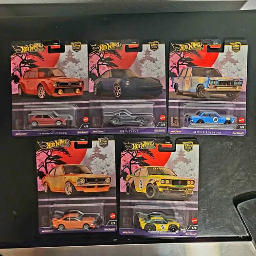 Hot Wheels Premium diecast car set of five in retail boxes