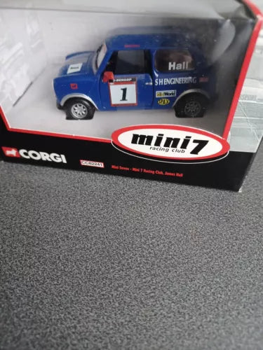 Mini racing diecast toy car in box, blue with number 1