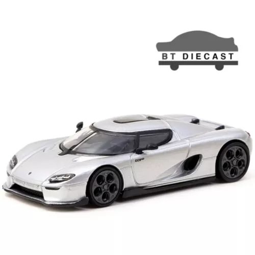 Silver 1:64 diecast sports car model with black wheels and tinted windshield