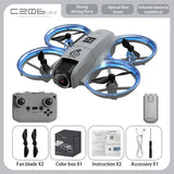 Mini HD aerial photography drone with blue LED rings, 4 propellers, camera
