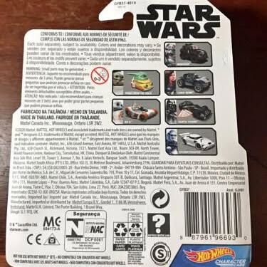 HOT WHEELS Star Wars The Mandalorian Mando diecast car box back with vehicle photos