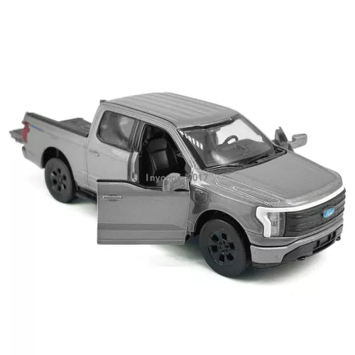 1/36 scale gray Ford F-150 Lightning diecast toy pickup car with front door open