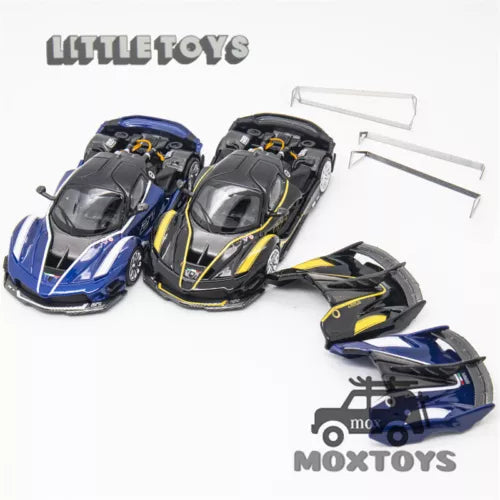 1:64 diecast model car toy set, blue and black race cars with removable parts