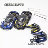 1:64 diecast model car toy set, blue and black race cars with removable parts