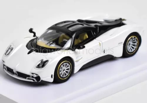 1:64 scale diecast race car, white body with black hood and black accents