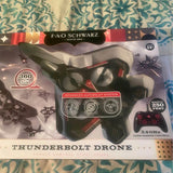 Thunderbolt drone remote control stunt toy with handheld controller, dark gray and red