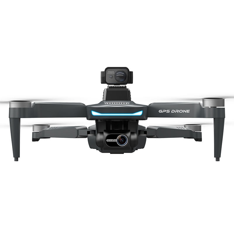 RC drone with dual cameras and mechanical gimbal, four prop arms
