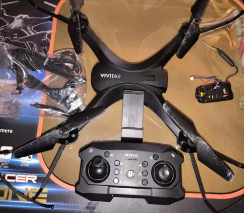 Vivitar SKY Racer drone controller and folded frame with propeller arms