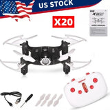 Mini RC quadcopter drone, black with white remote controller