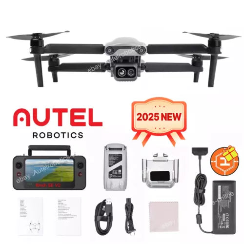 Autel Robotics thermal drone with remote controller and charging cables, top-down view