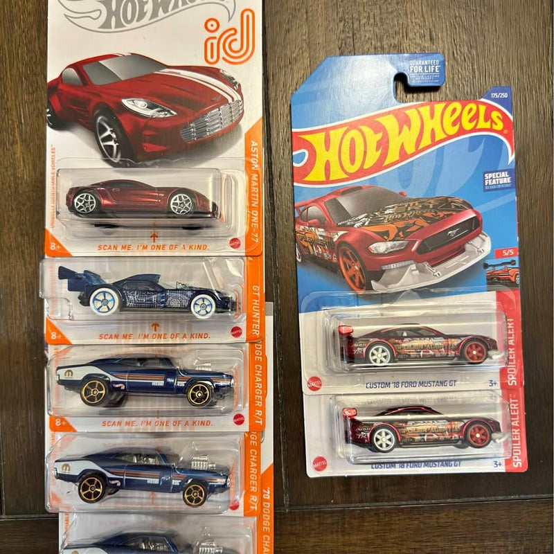 Hot Wheels diecast toy car multipack in blister packaging, red and blue cars