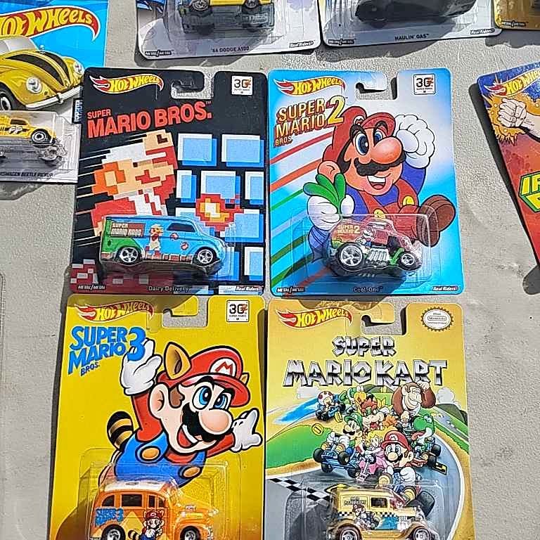 Hot Wheels Super Mario diecast car blister pack with Mario graphics