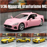 Pink Maserati GranTurismo MC 1:36 diecast model car toy, coupe front view