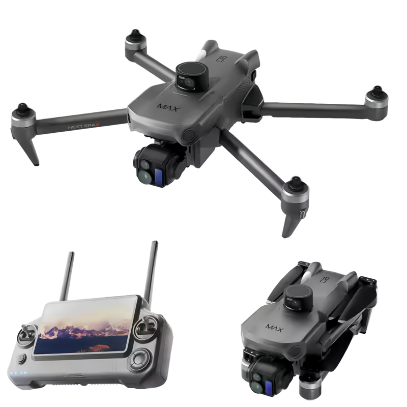 FPV racing drone with camera mount, gray body, 4 propellers, ready-to-fly kit