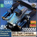 Foldable quadcopter drone with dual camera, obstacle avoidance sensors