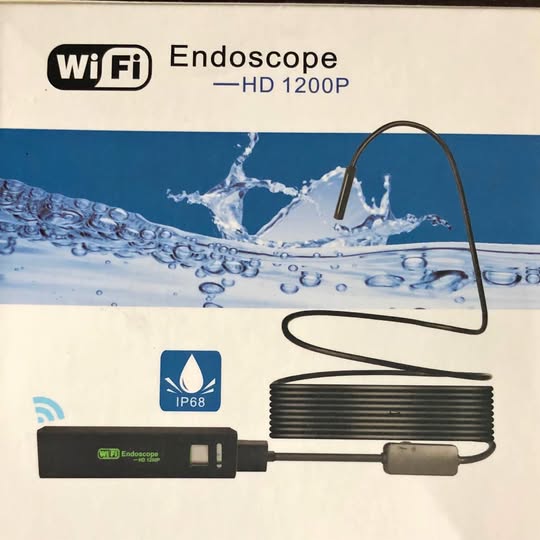 WiFi endoscope camera with HD 1200P control box, cable, and IP68 rating