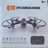 FPV camera drone with foldable quadcopter design and remote controller