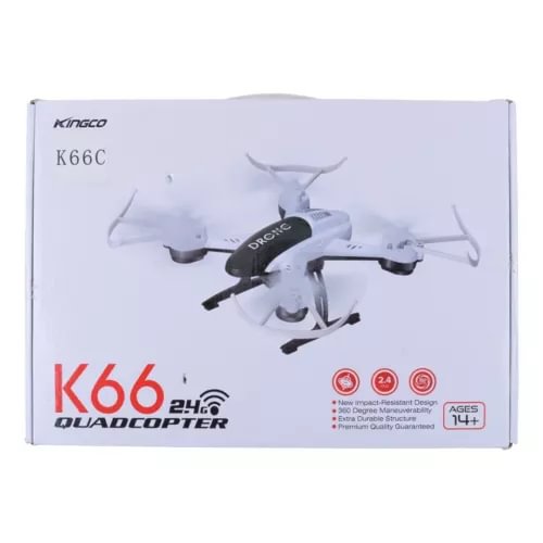 K66C quadcopter drone box with illustrated drone and 2.4G label