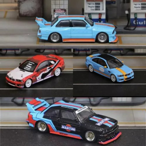 Diecast model car toy set with blue and red race cars, detailed decals and wheels