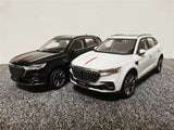 1:18 Hong Qi Red Flag HS5 SUV metal diecast model car, black and white front views