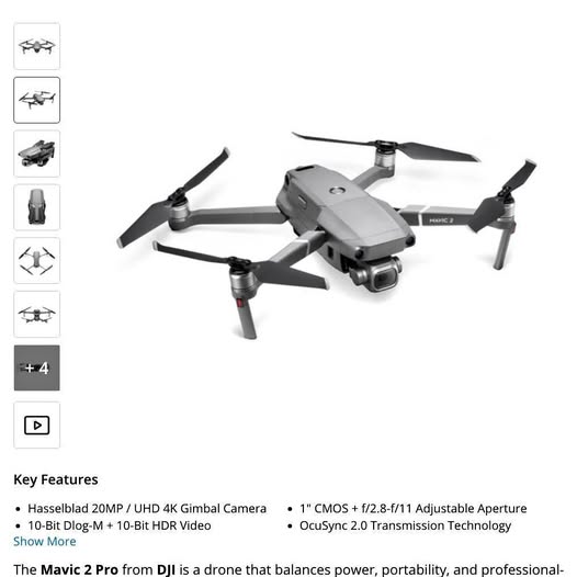 DJI Mavic 2 Pro foldable quadcopter drone with gimbal camera and propellers