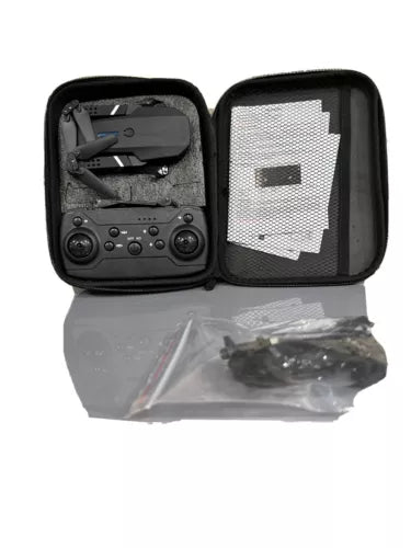 Collapsible aircraft drone carrying case with controller and folded drone parts inside