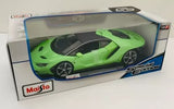 Green Lamborghini Centenario 1:18 diecast car in retail box