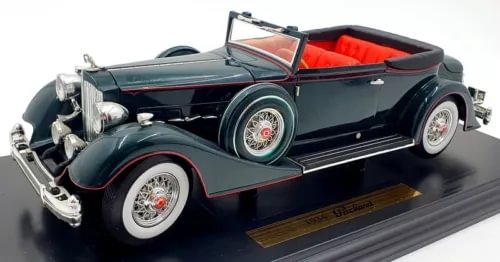Dark green 1934 Packard diecast convertible car model with open top
