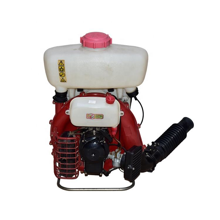 Agricultural sprayer power machine with white tank and pink cap