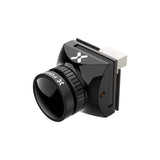FPV camera with black cylindrical lens, black housing, and mounting connector