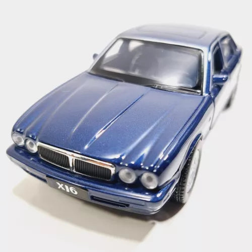 Navy blue 1/36 diecast coupe model car with hardtop, front grille and headlights