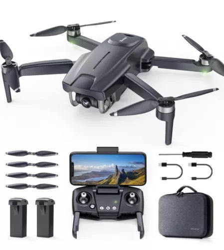 GPS drone with camera, folded quadcopter with remote controller and spare props