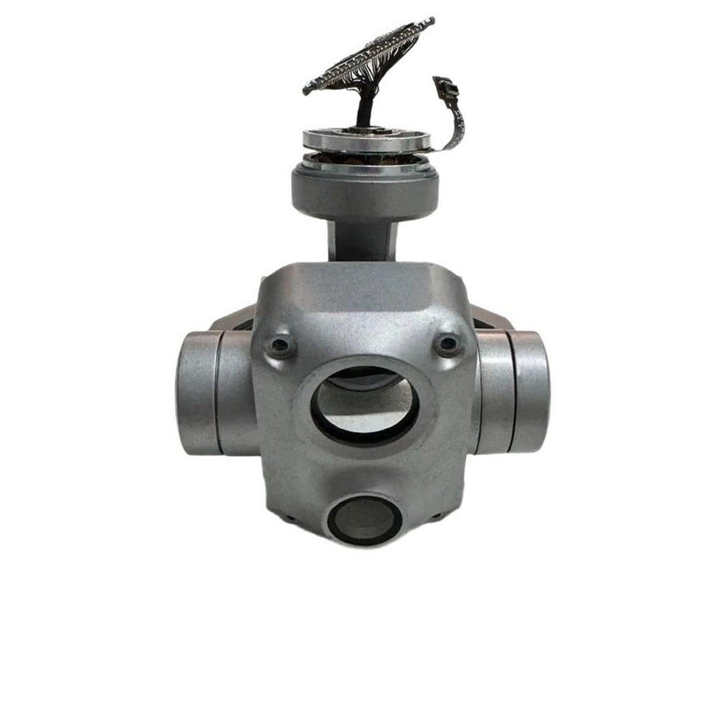 Metal gimbal housing shell with front circular opening and side mounting ports