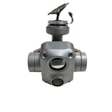 Metal gimbal housing shell with front circular opening and side mounting ports