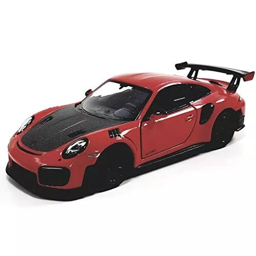 Crimson red 1:36 diecast sports car with black front and open hardtop