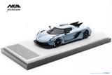 1:64 diecast sports car model in Glacier Blue with black hood and display base