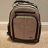 Drone backpack with front organizer pocket and USA Gear logo, dark tan fabric