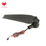 RC drone folding propeller assembly with motor hub and connector wires