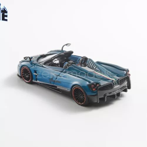 1:64 scale convertible sports car model, blue with black accents