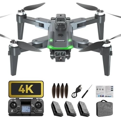 4K drone with camera, front view; foldable arms and four propellers