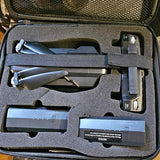 Drone accessories set in molded hard case, including drone and battery modules