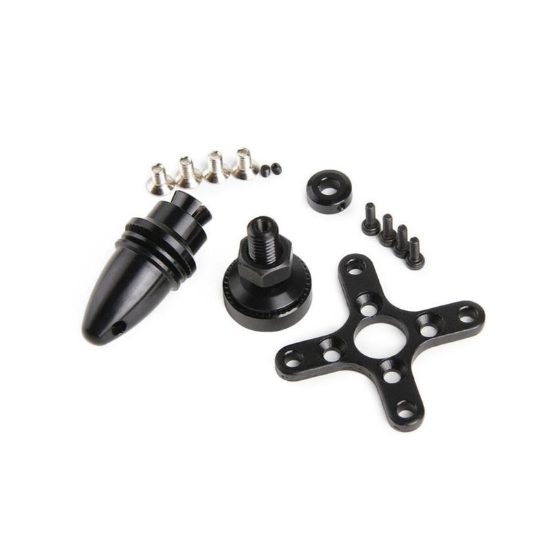 Brushless UAV motor prop hub and mounting hardware, black