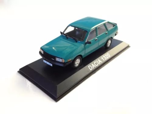 Teal DACIA 1320 diecast model car with display base, front 3/4 view