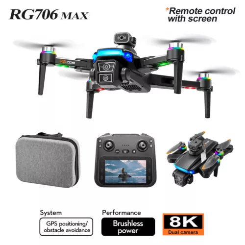 GPS drone with dual camera and remote with screen, plus carrying case