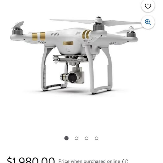 DJI Phantom 4 Pro drone, white quadcopter with front camera gimbal and gold accents